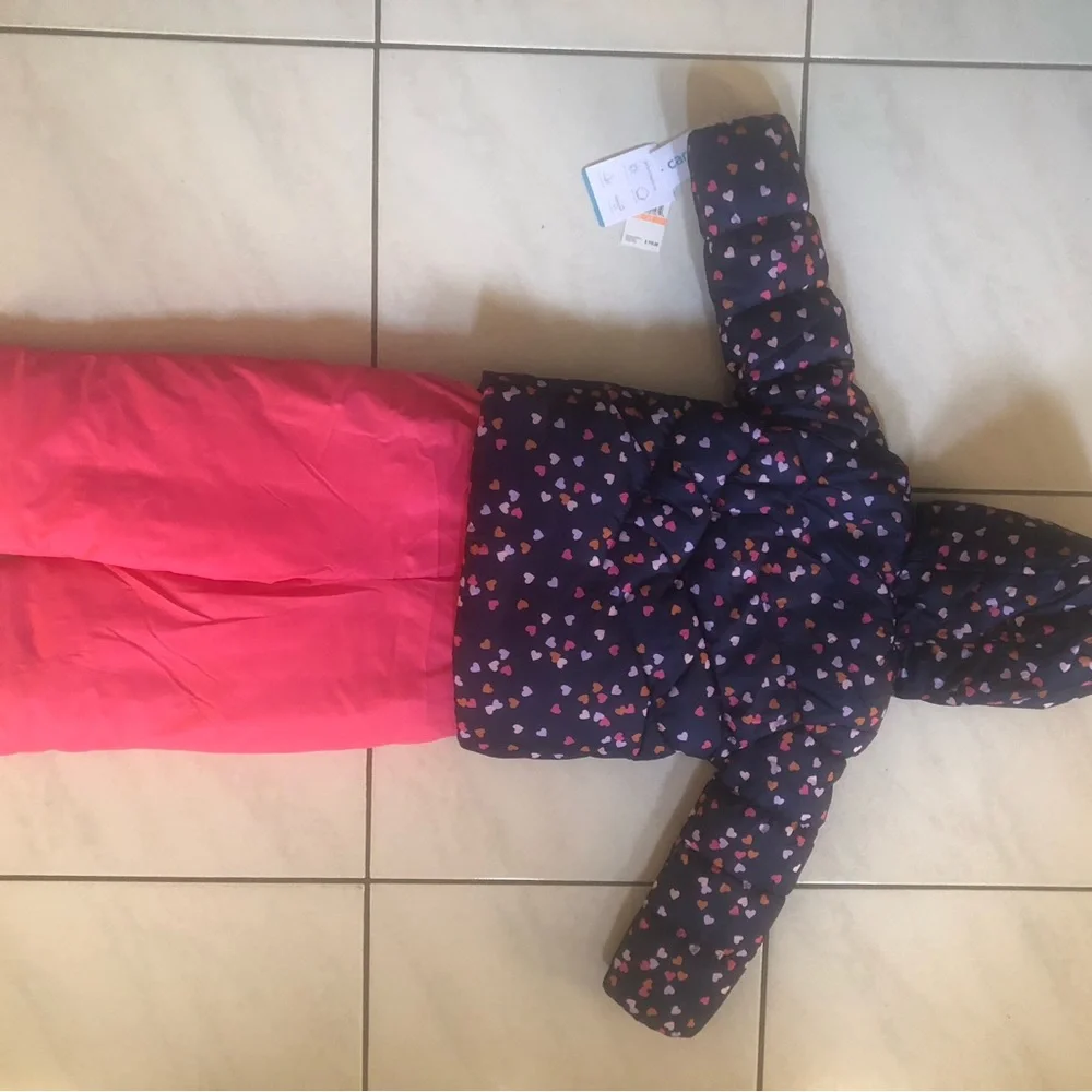 Carter's 2 piece snowsuit. Girls. Winter coat and  snow bib overalls. Size: 4